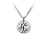 Stellar White™ 925 Sterling Silver Disc Charm Happiness -  Free 16 To 18 Inch Adjustable Chain Included