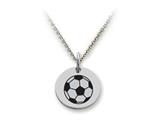 Stellar White™ 925 Sterling Silver Disc Charm - Soccerball -  Free 16 To 18 Inch Adjustable Chain Included