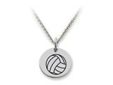 Stellar White™ 925 Sterling Silver Disc Charm - Volleyball -  Free 16 To 18 Inch Adjustable Chain Included