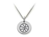 Stellar White™ 925 Sterling Silver Disc Charm - Basketball -  Free 16 To 18 Inch Adjustable Chain Included