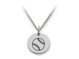 Stellar White™ 925 Sterling Silver Disc Charm - Baseball -  Free 16 To 18 Inch Adjustable Chain Included