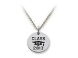 Stellar White™ 925 Sterling Silver Disc Charm - Class Of 2013 -  Free 16 To 18 Inch Adjustable Chain Included