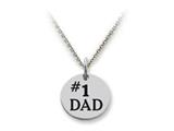 Stellar White™ 925 Sterling Silver Disc Charm - #1 Dad -  Free 16 To 18 Inch Adjustable Chain Included
