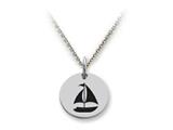 Stellar White™ 925 Sterling Silver Disc Charm - Sailboat -  Free 16 To 18 Inch Adjustable Chain Included