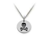 Stellar White™ 925 Sterling Silver Disc Charm - Skull and Crossbones -  Free 16 To 18 Inch Adjustable Chain Included
