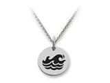 Stellar White™ 925 Sterling Silver Disc Charm - Waves -  Free 16 To 18 Inch Adjustable Chain Included