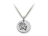 Stellar White™ 925 Sterling Silver Disc Charm - Rose -  Free 16 To 18 Inch Adjustable Chain Included
