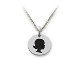 Stellar White™ 925 Sterling Silver Disc Charm - Girl Head -  Free 16 To 18 Inch Adjustable Chain Included