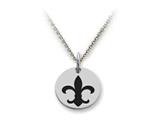 Stellar White™ 925 Sterling Silver Disc Charm - Fleur De Lis -  Free 16 To 18 Inch Adjustable Chain Included