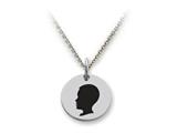 Stellar White™ 925 Sterling Silver Disc Charm - Boy Head -  Free 16 To 18 Inch Adjustable Chain Included