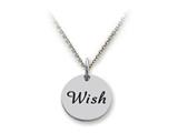 Stellar White™ 925 Sterling Silver Disc Charm - Wish -  Free 16 To 18 Inch Adjustable Chain Included