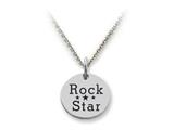 Stellar White™ 925 Sterling Silver Disc Charm - Rock Star -  Free 16 To 18 Inch Adjustable Chain Included