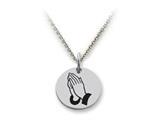 Stellar White™ 925 Sterling Silver Disc Charm - Praying Hands -  Free 16 To 18 Inch Adjustable Chain Included