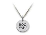 Stellar White™ 925 Sterling Silver Disc Charm - Boo Yah -  Free 16 To 18 Inch Adjustable Chain Included