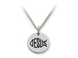Stellar White™ 925 Sterling Silver Disc Charm - Jesus Fish -  Free 16 To 18 Inch Adjustable Chain Included