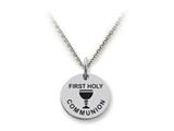 Stellar White™ 925 Sterling Silver Disc Charm - First Holy Communion -  Free 16 To 18 Inch Adjustable Chain Included