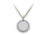Stellar White™ 925 Sterling Silver Disc Charm - Plain, Engravable -  Free 16 To 18 Inch Adjustable Chain Included