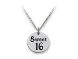 Stellar White™ 925 Sterling Silver Disc Charm - Sweet 16 -  Free 16 To 18 Inch Adjustable Chain Included