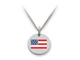 Stellar White™ 925 Sterling Silver Disc Charm - Usa Flag -  Free 16 To 18 Inch Adjustable Chain Included