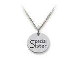 Stellar White™ 925 Sterling Silver Disc Charm - Special Sister -  Free 16 To 18 Inch Adjustable Chain Included