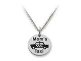 Stellar White™ 925 Sterling Silver Disc Charm - Mom`s Taxi -  Free 16 To 18 Inch Adjustable Chain Included