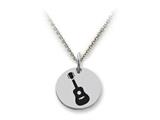 Stellar White™ 925 Sterling Silver Disc Charm - Guitar -  Free 16 To 18 Inch Adjustable Chain Included