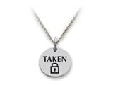 Stellar White™ 925 Sterling Silver Disc Charm - Taken -  Free 16 To 18 Inch Adjustable Chain Included