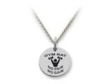 Stellar White™ 925 Sterling Silver Disc Charm - Gym Rat -  Free 16 To 18 Inch Adjustable Chain Included