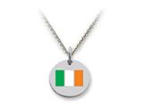 Stellar White™ 925 Sterling Silver Disc Charm - Ireland Flag -  Free 16 To 18 Inch Adjustable Chain Included