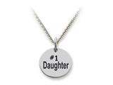 Stellar White™ 925 Sterling Silver Disc Charm - #1 Daughter -  Free 16 To 18 Inch Adjustable Chain Included