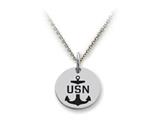 Stellar White™ 925 Sterling Silver Disc Charm - Usn -  Free 16 To 18 Inch Adjustable Chain Included