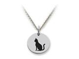 Stellar White™ 925 Sterling Silver Disc Charm - Cat (side View) -  Free 16 To 18 Inch Adjustable Chain Included
