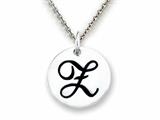 Stellar White™ 925 Sterling Silver Script Initial "Z" Disc Pendant-Free 16 to 18 Inch Adjustable Chain Included