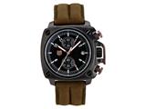 Andrew Marc Men`s Heritage Cargo Black Case With Brown Strap Chronograph Watch