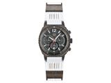 Andrew Marc Men`s Heritage Scuba Gunmetal Case With White Strap Chronograph Watch