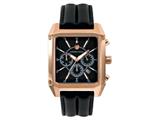 Andrew Marc Men`s Club Patrol Rose Gold Case With Black Strap Chronograph Watch