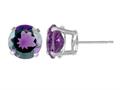5mm Round Stud Amethyst Earrings - Purple