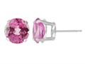 5mm Round Stud Created Pink Sapphire Earrings  - Pink