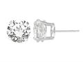 5mm Round Stud Created White Sapphire Earrings  - White