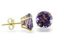 14k Yellow Gold 8mm Round Amethyst Stud Earrings