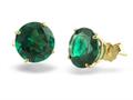 14k Yellow Gold 8mm Round Created Emerald Stud Earrings