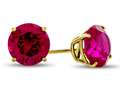 14k Yellow Gold 8mm Round Created Ruby Stud Earrings