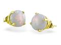 14k Yellow Gold 8mm Round Opal Stud Earrings