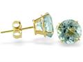 14k Yellow Gold 7mm Round Aquamarine Stud Earrings