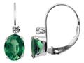 6x4mm Created Emerald And White Sapphire Leverback Earrings