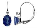 6x4mm Created Sapphire and White Topaz Leverback  Earrings