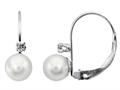 6mm Freshwater Pearl with White Topaz Leverback Earrings