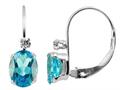 6x4mm Blue Topaz and White Topaz Leverback Earrings