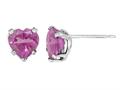 6x6mm Heart Shaped Created Pink Sapphire Post-With-Friction-Back Earrings