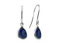 9x6mm Pear Shaped Created Sapphire Fishhook Earrings